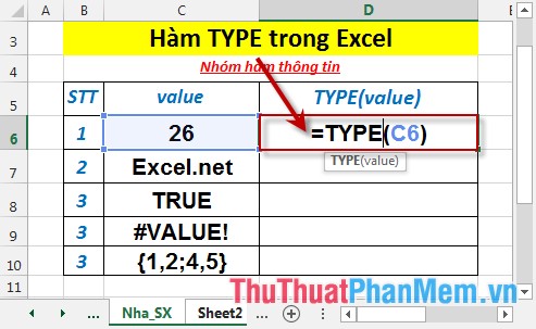 TYPE function - Function that returns the data type of any value in Excel Picture 3