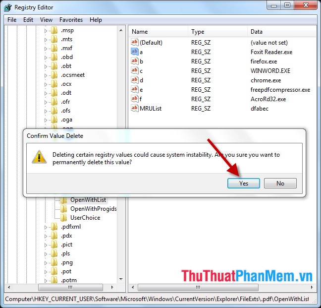 Uninstall and delete programs in Open With in Windows 7 Picture 6