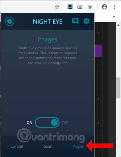 Usage Night Eye surf the web interface dark background Picture 4
