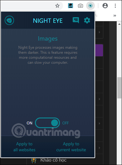 Usage Night Eye surf the web interface dark background Picture 5