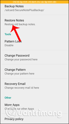 Usage notes application Secure Notes - Note pad Android Picture 29