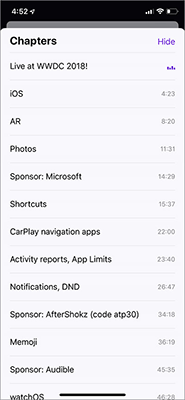 Usage Podcasts Chapters share music tracks in songs on iPhone and iPad Picture 3