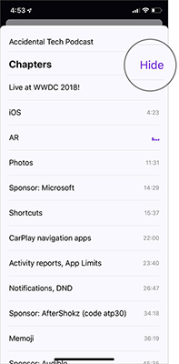 Usage Podcasts Chapters share music tracks in songs on iPhone and iPad Picture 5