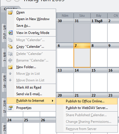 Use and share Calendar in Outlook 2007 Picture 6