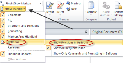 Use document comparison feature in Word 2010 Picture 8