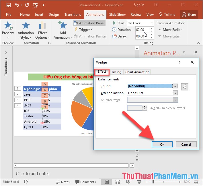 Use effects for tables and charts in PowerPoint Picture 11