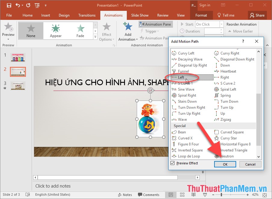 Use effects with images and shapes in PowerPoint 2016 Picture 10