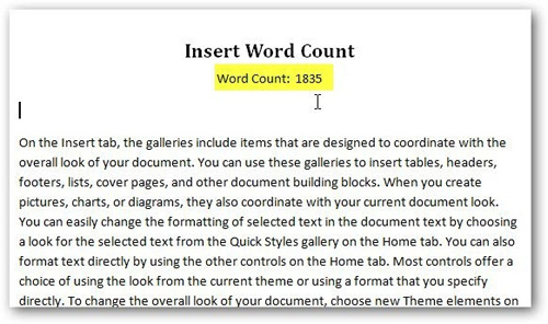 Use Field Codes to create word counters in Word 2010 Picture 8