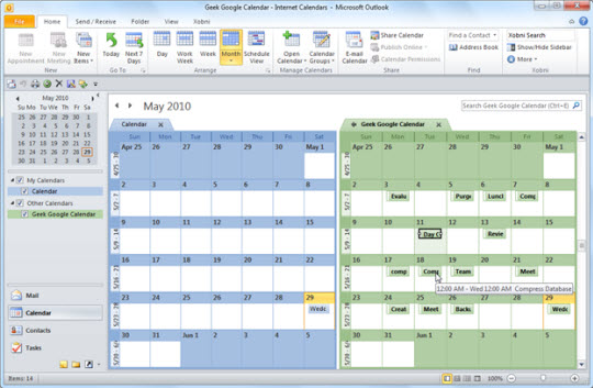 Use Google Calendar in Outlook 2010 Picture 10