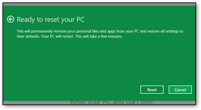 Use Refresh and Reset to reinstall Windows 8 computer Picture 13