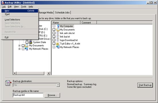 Use the Backup utility in Windows XP Picture 2