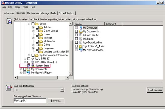Use the Backup utility in Windows XP Picture 3