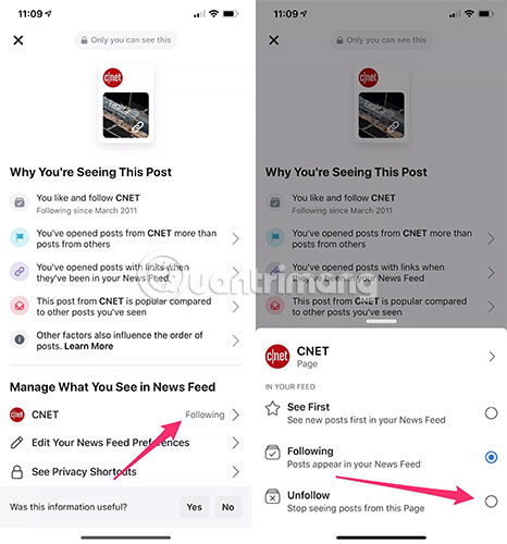Use the feature 'Why am I seeing this post?' to overpower the news feed Facebook Picture 3