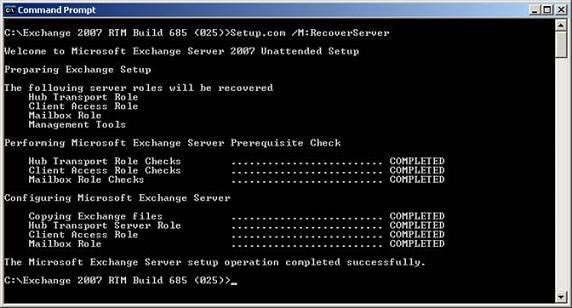 Use the RecoverServer switch to restore Exchange 2007 Picture 2