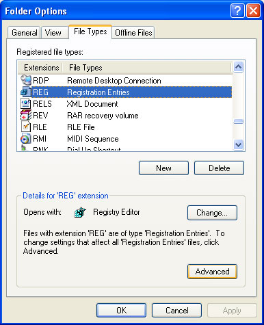 Use the .reg file to configure the Registry in WinXP Picture 2