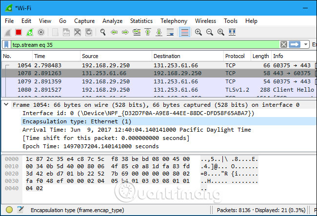 Use Wireshark to analyze data packets in the network Picture 10