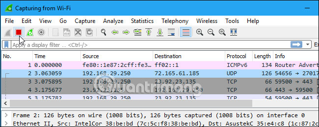 Use Wireshark to analyze data packets in the network Picture 3