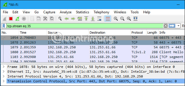 Use Wireshark to analyze data packets in the network Picture 9