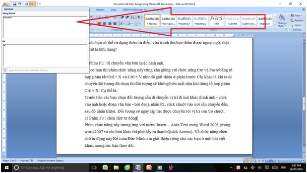 Useful keyboard shortcuts in Microsoft Word (Part 2) Picture 4