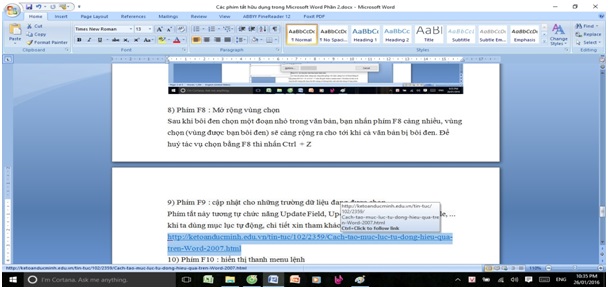 Useful keyboard shortcuts in Microsoft Word (Part 3) Picture 3