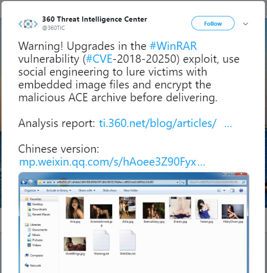 Users who have not updated the WinRAR patch, despite being warned, continue to take advantage of the vulnerability to insert malicious code. Picture 1