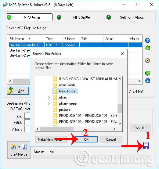 Using MP3 Splitter & Joiner To Merge Audio Files