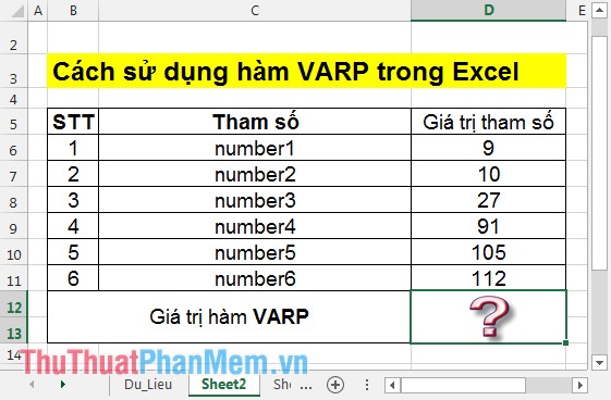 VARP function - Functions for calculating variance based on an entire population in Excel Picture 2