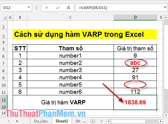 VARP function - Functions for calculating variance based on an entire population in Excel Picture 5
