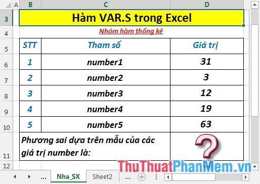 VAR.S function - Function that calculates variance based on a sample, ignoring logical values ​​and text in Excel Picture 2