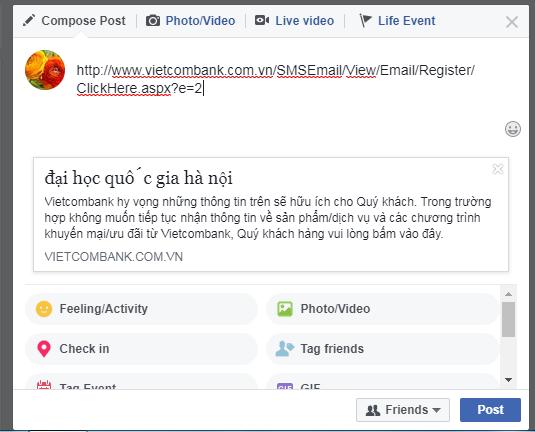 Vietcombank's website was hacked, showing two poetic sentences about student life Picture 1