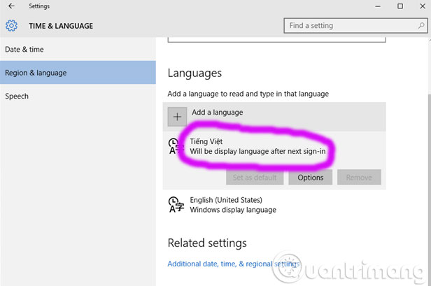 Vietnamese translation for Windows 10 Picture 7
