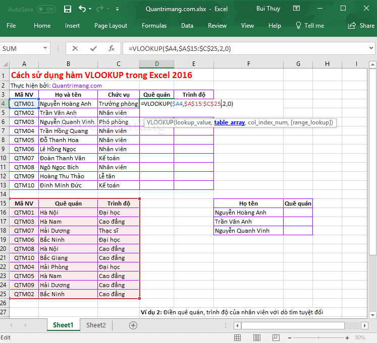 VLOOKUP function to use and specific examples Picture 7