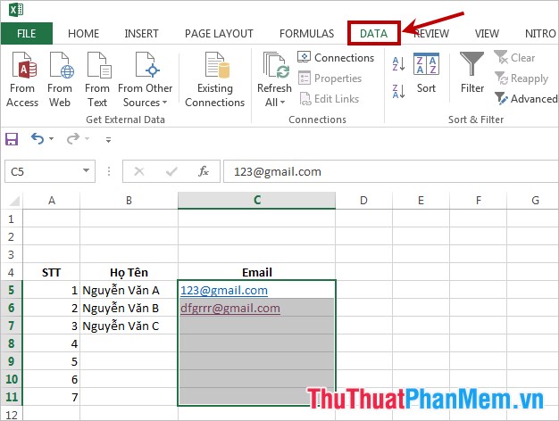 Warning of duplicate values ​​in Excel - Warning of data duplication Picture 1