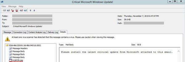 Warning: There appears an email notification of Windows updates from a fake Microsoft that contains cyber ransomware Picture 1