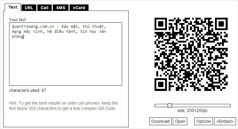 generate qr code with text below