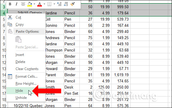 Ways to hide data on Excel Picture 21