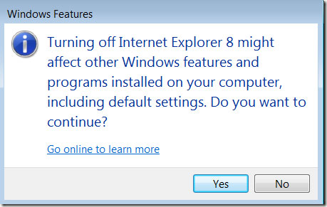 Ways to uninstall Internet Explorer 8 on Windows XP / Vista / 7 Picture 8