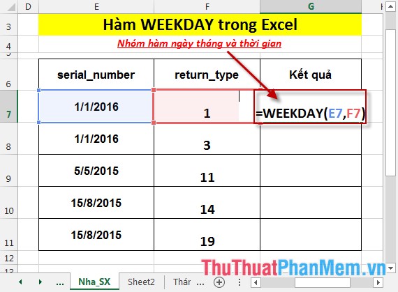 WEEKDAY function - The function returns the weekday of a corresponding date in Excel Picture 3