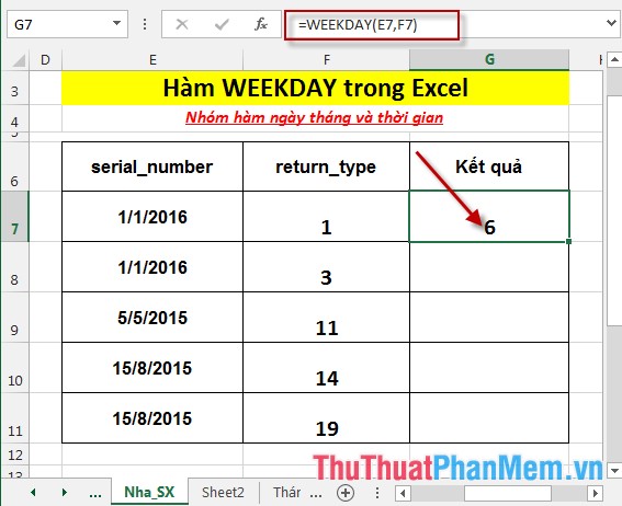 WEEKDAY function - The function returns the weekday of a corresponding date in Excel Picture 4