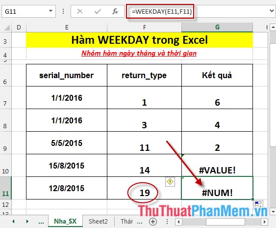 WEEKDAY function - The function returns the weekday of a corresponding date in Excel Picture 7