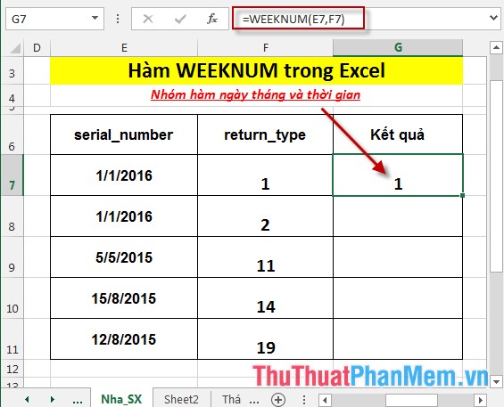 WEEKNUM function - The function returns the week number of the year in Excel Picture 4