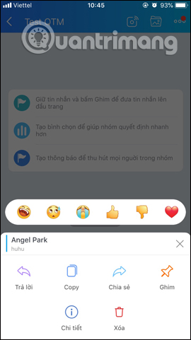 What are the new features in the new version of Zalo? Picture 17