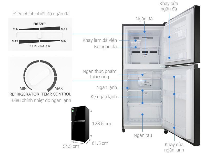 toshiba fridge size