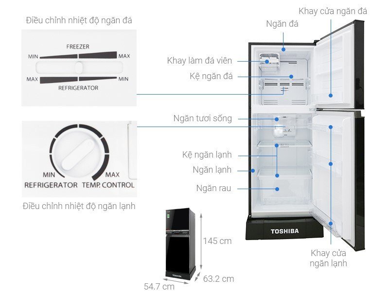 What are the sizes of mini refrigerators, 2 wings, side by side ... of Panasonic, Sharp, Samsung, Toshiba, Hitachi, LG? Picture 17