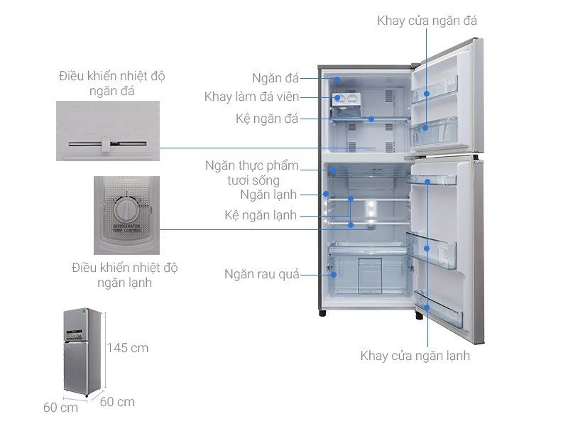 What are the sizes of mini refrigerators, 2 wings, side by side ... of Panasonic, Sharp, Samsung, Toshiba, Hitachi, LG? Picture 19
