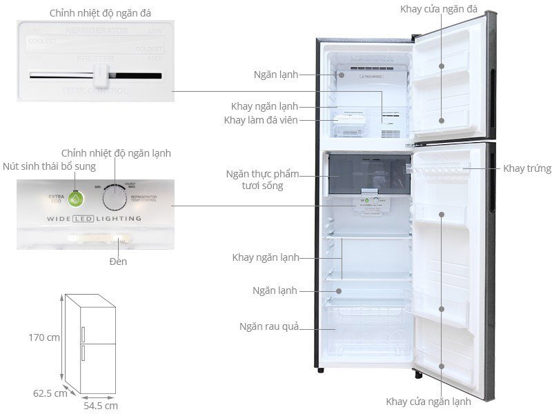What are the sizes of mini refrigerators, 2 wings, side by side ... of Panasonic, Sharp, Samsung, Toshiba, Hitachi, LG? Picture 25