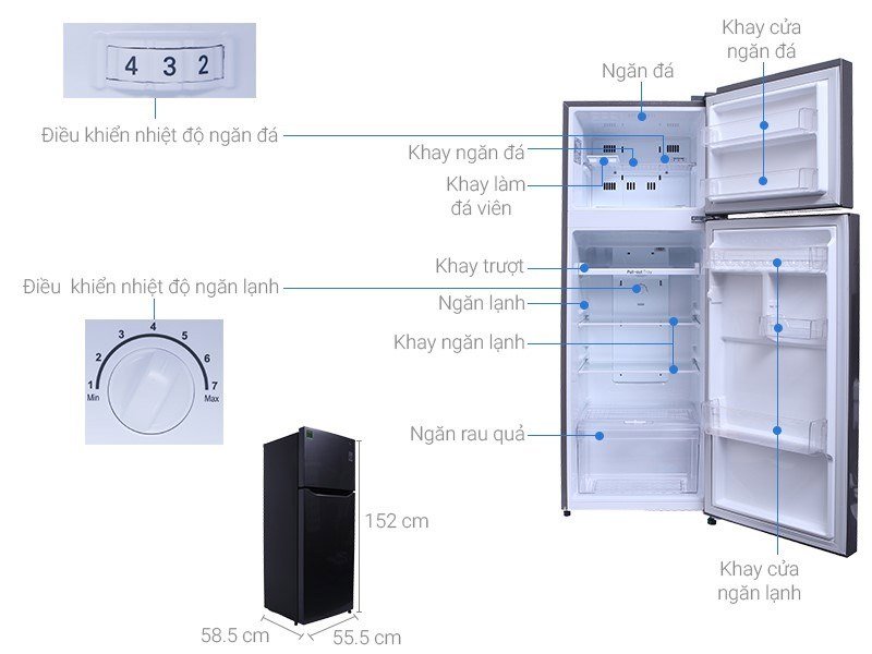 What are the sizes of mini refrigerators, 2 wings, side by side ... of Panasonic, Sharp, Samsung, Toshiba, Hitachi, LG? Picture 27