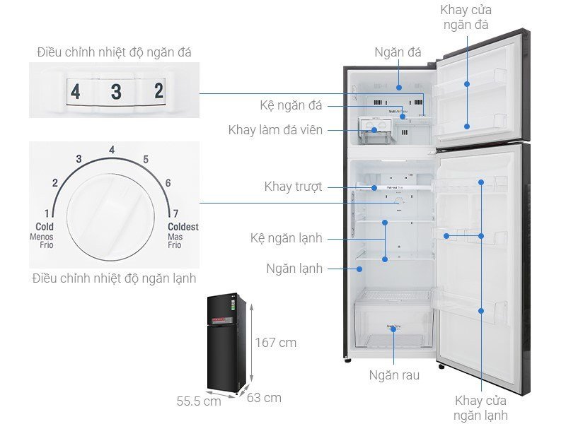 What are the sizes of mini refrigerators, 2 wings, side by side ... of Panasonic, Sharp, Samsung, Toshiba, Hitachi, LG? Picture 28
