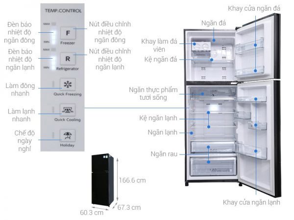 What are the sizes of mini refrigerators, 2 wings, side by side ... of Panasonic, Sharp, Samsung, Toshiba, Hitachi, LG? Picture 37