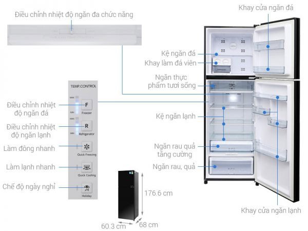 What are the sizes of mini refrigerators, 2 wings, side by side ... of Panasonic, Sharp, Samsung, Toshiba, Hitachi, LG? Picture 38